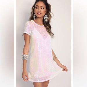 Sparkly t shirt dress with slip